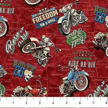 Historic Route 66 / Motorcycle Toss in Red