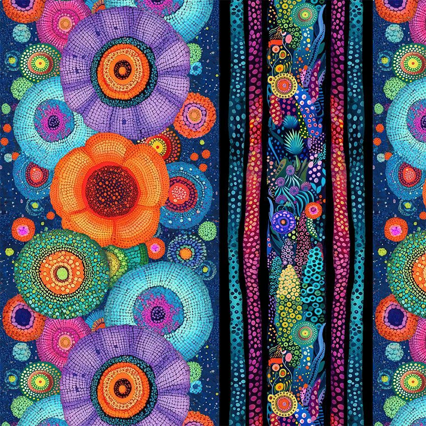 Jubilant / Bright Floral 11" Stripes in Midnight