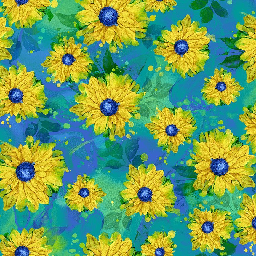 Provence / Tossed Sunflowers in Green