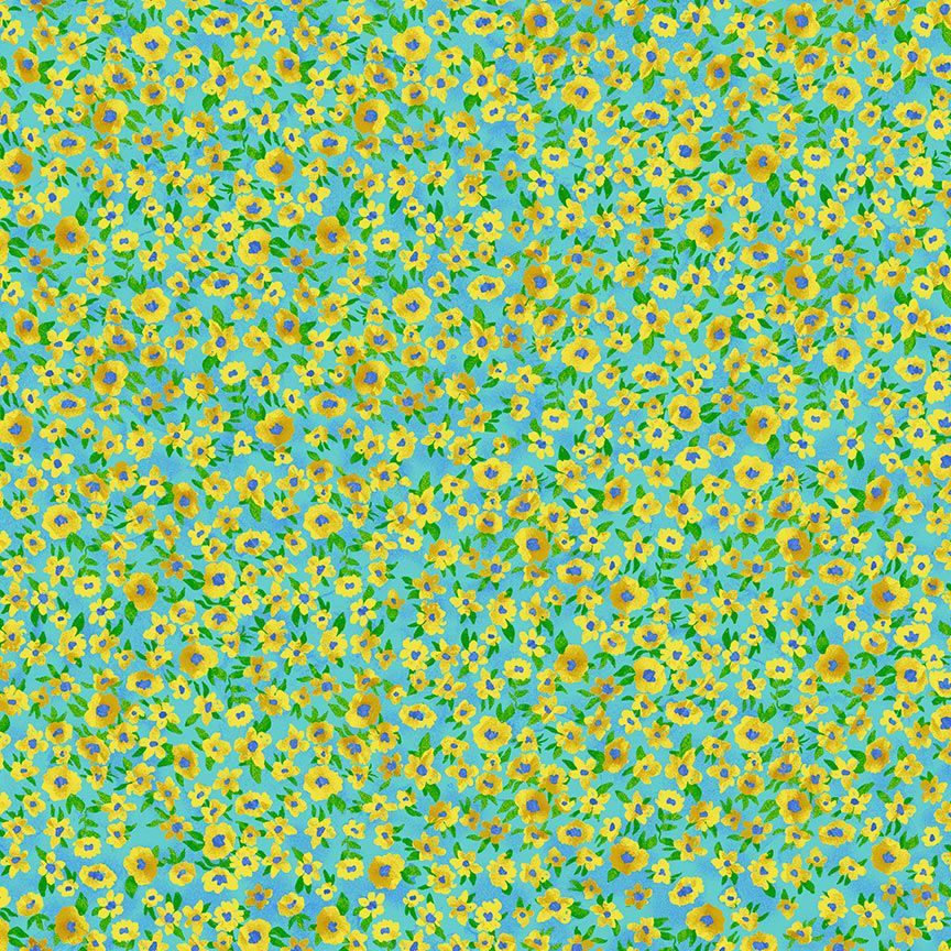 Provence / Tiny Sunflowers in Blue