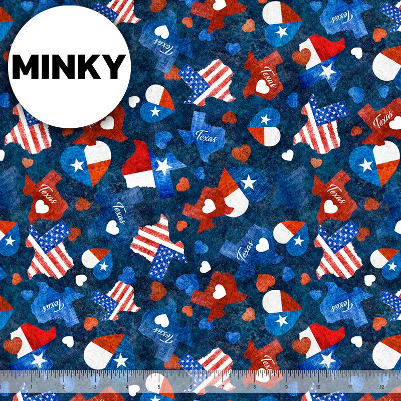 2026 All Texas Shop Hop Minky / Heart of Texas in Navy