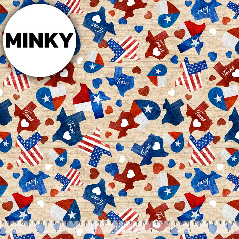 2026 All Texas Shop Hop Minky / Heart of Texas in Tan