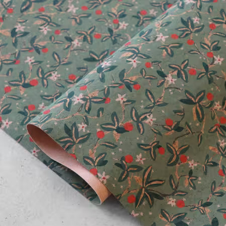 Citron Vines Cork Fabric