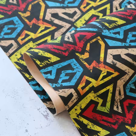 Precut Geometric Grunge Cork Fabric