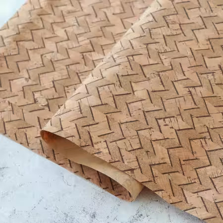 Natural Chevron Lite Cork Fabric
