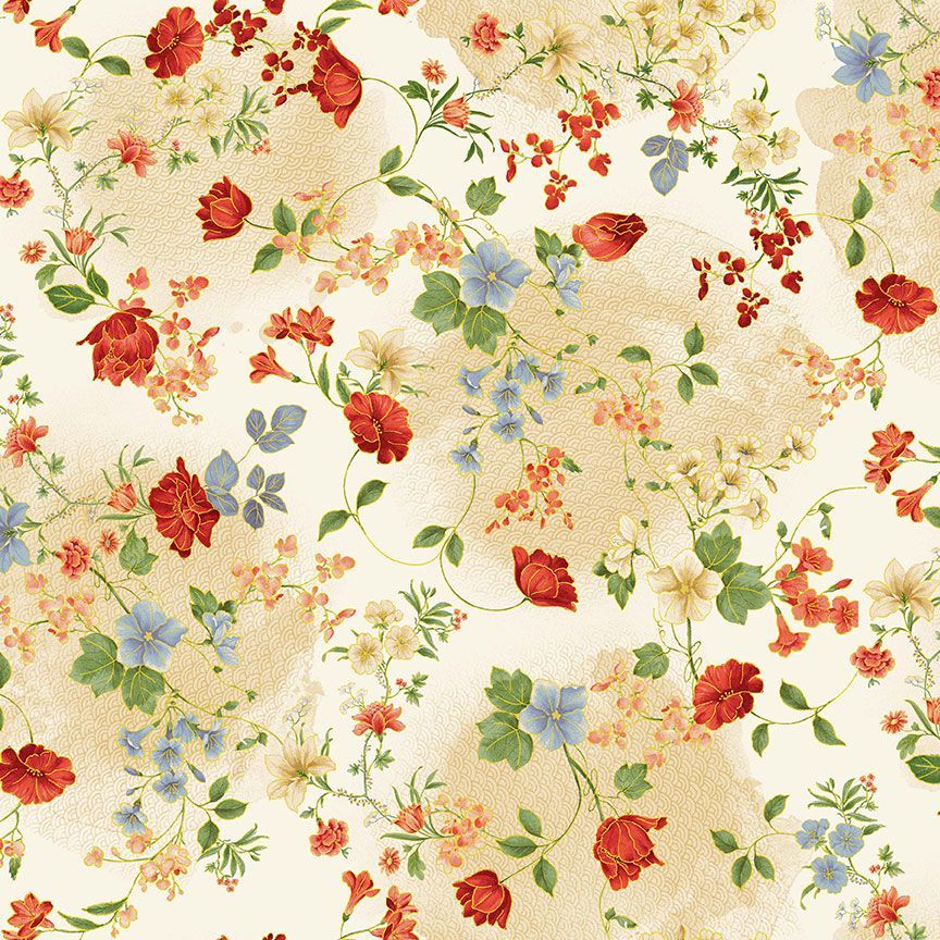 Imperial Bloom / Floral Vines in Cream