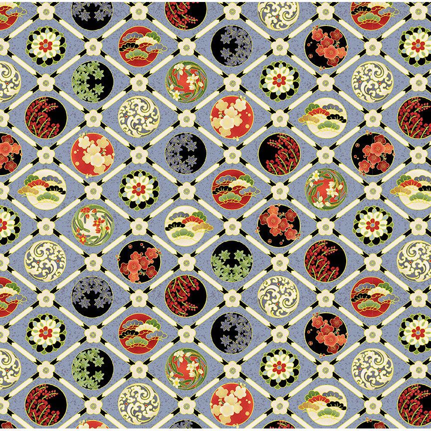 Imperial Bloom / Floral Check in Grey
