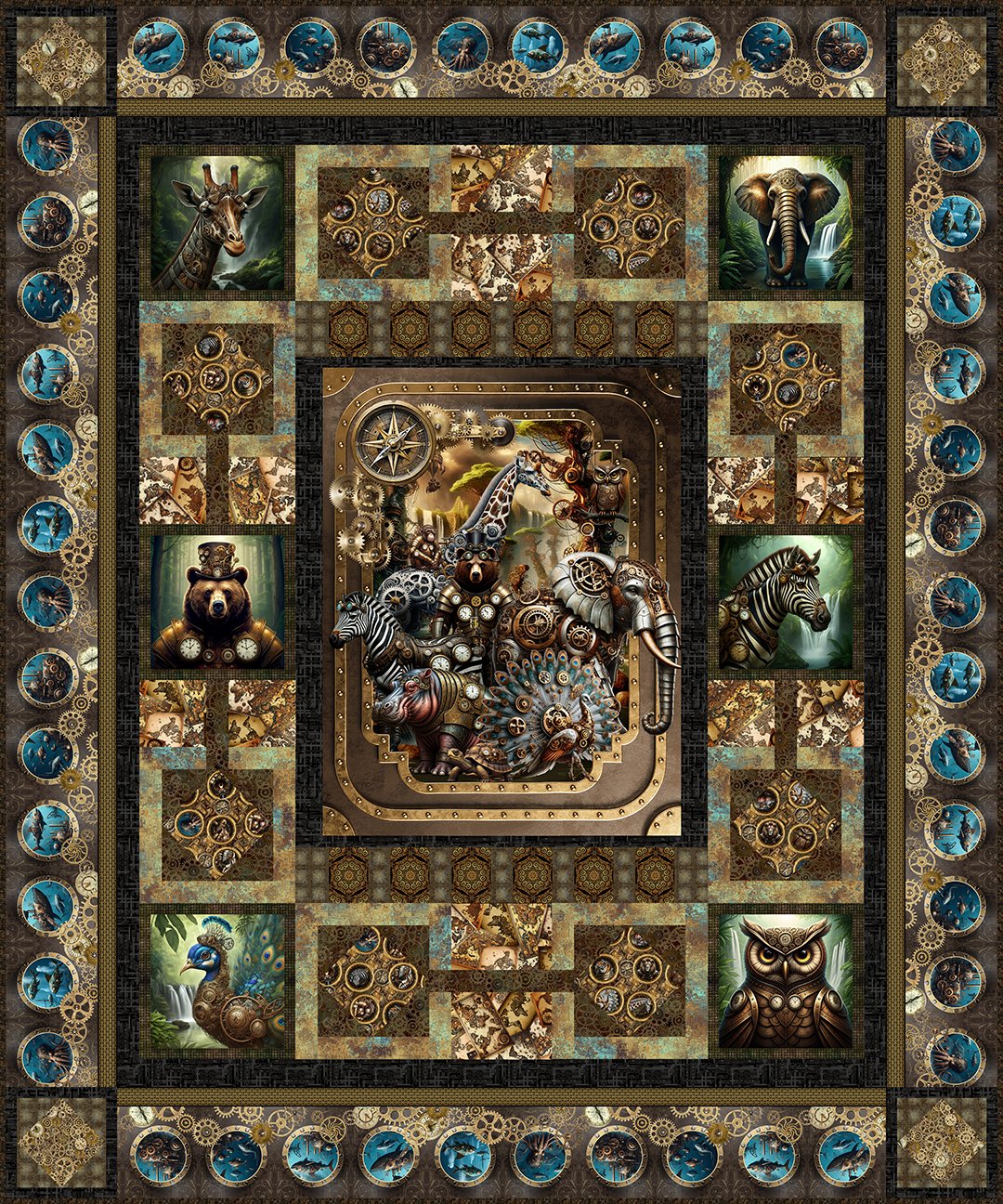 Steampunk Menagerie Quilt Kit