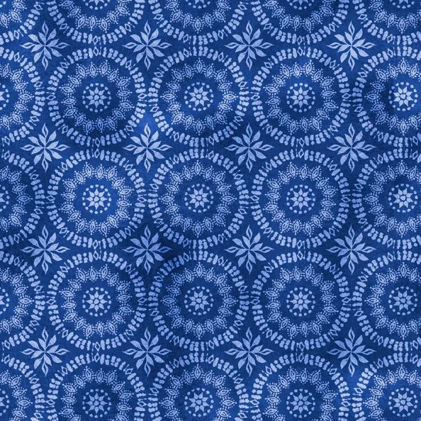 Indigo Splash / Circular Medallions (1 5/8 Yard Piece) — Poppy Quilt N Sew