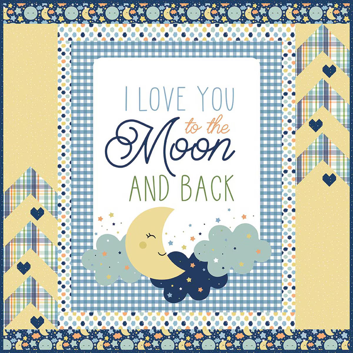 Love You To The Moon Blue Panel Quilt Kit