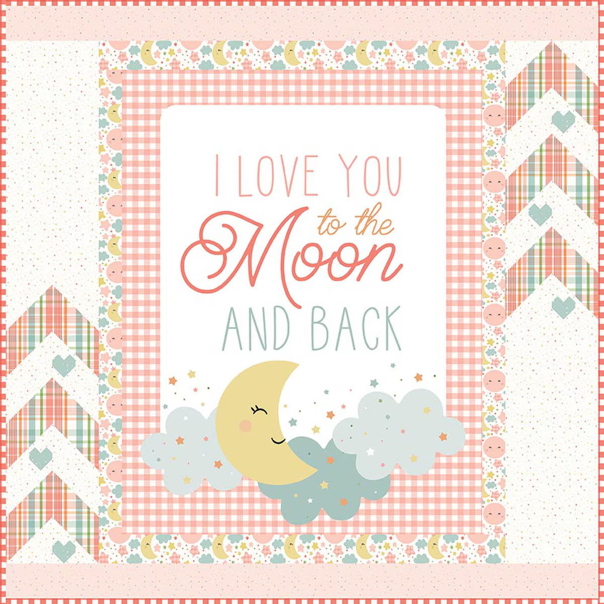 Love You To The Moon Coral Panel Quilt Kit