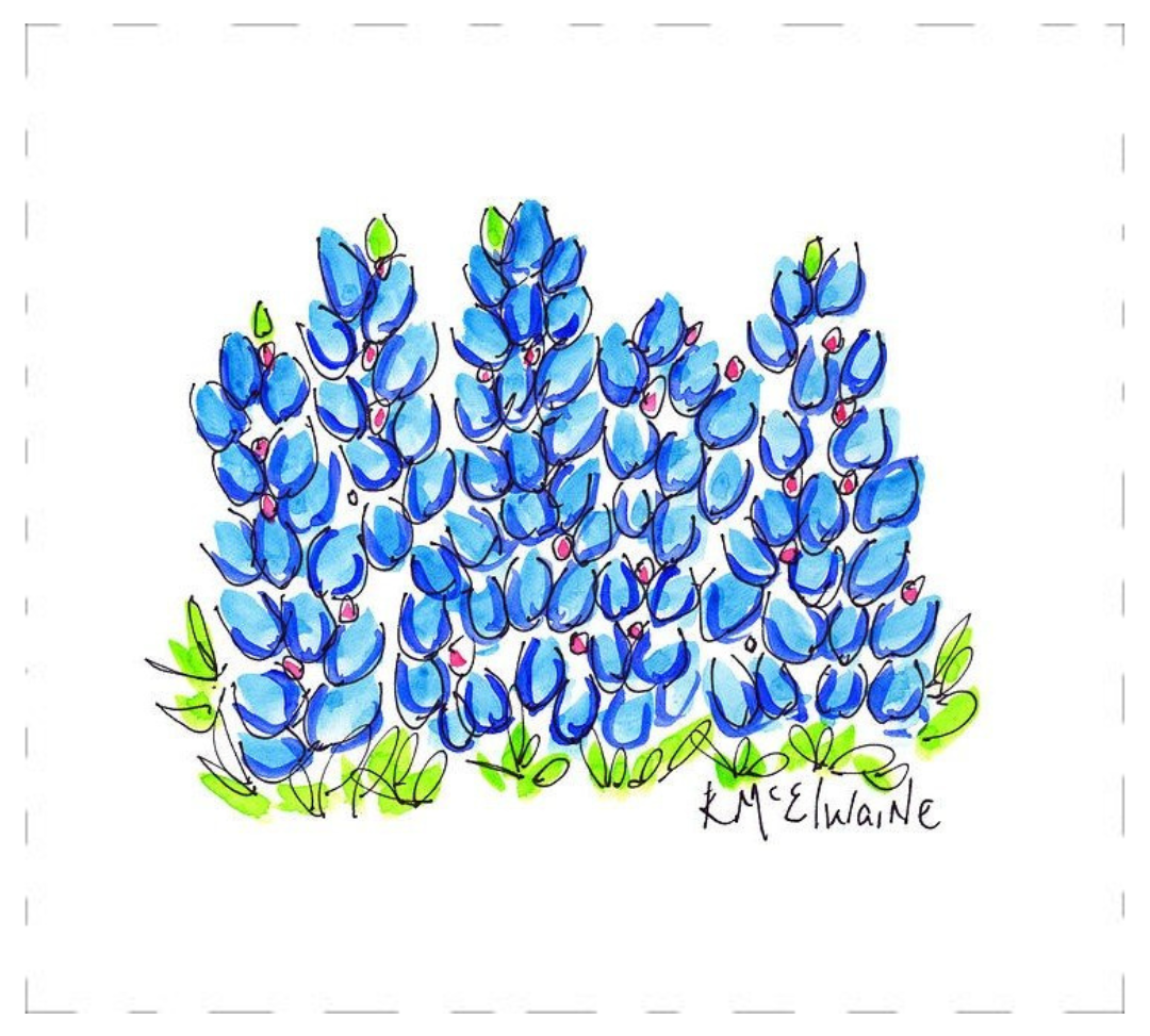 Bluebonnet Field I Quilt Block