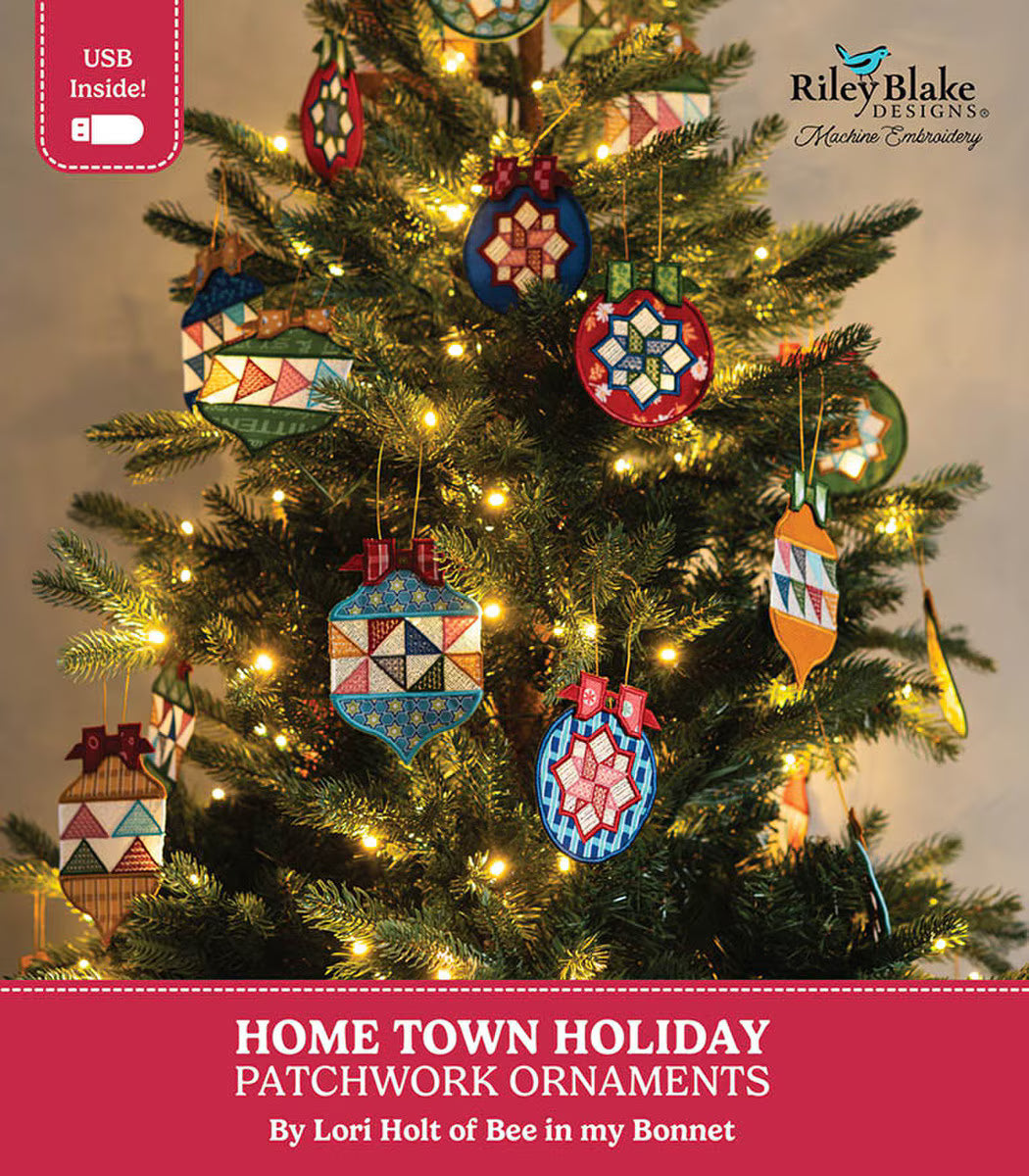 Machine Embroidery USB / Home Town Holiday Patchwork Ornaments