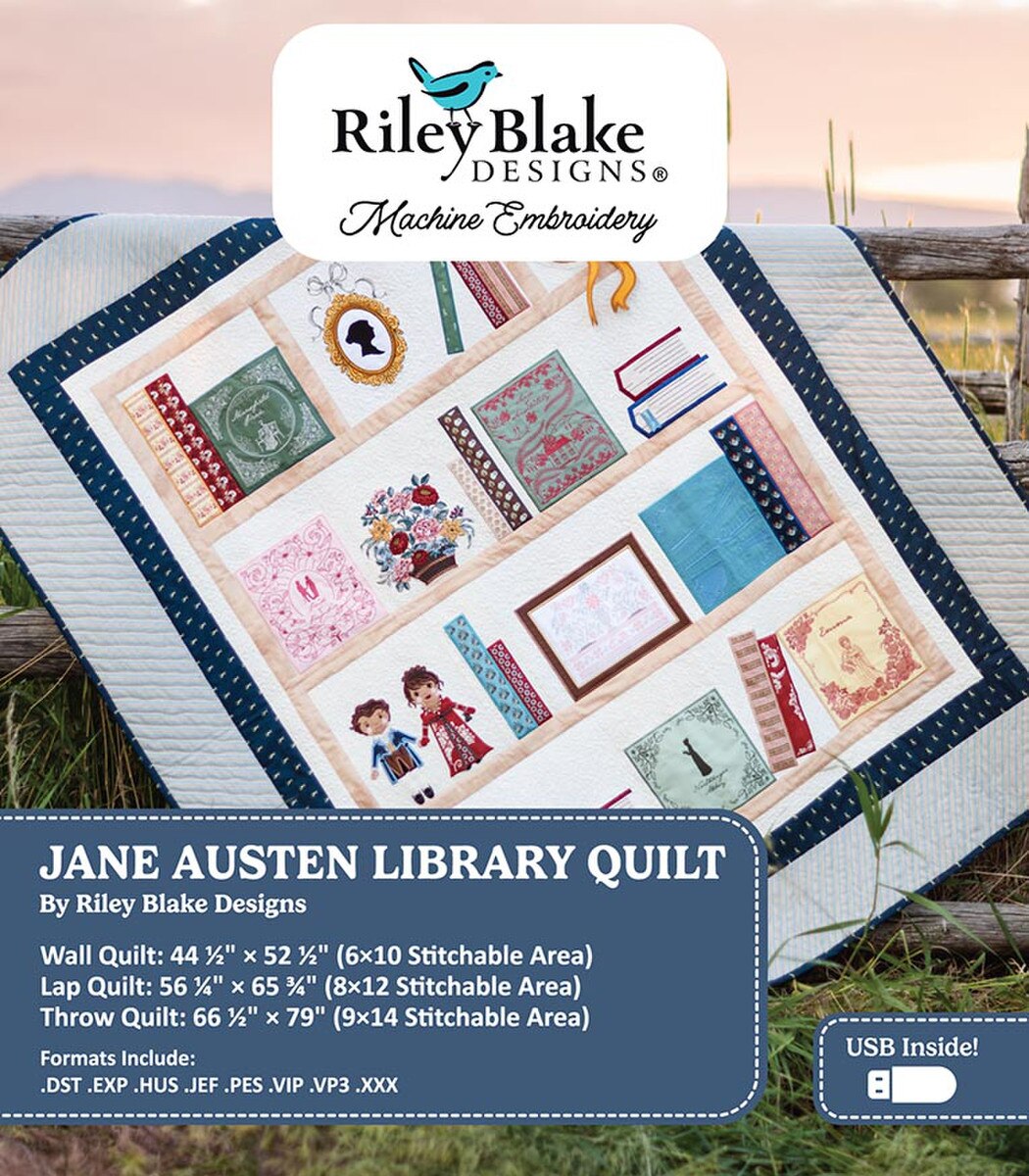 Machine Embroidery USB / Jane Austen Library Quilt