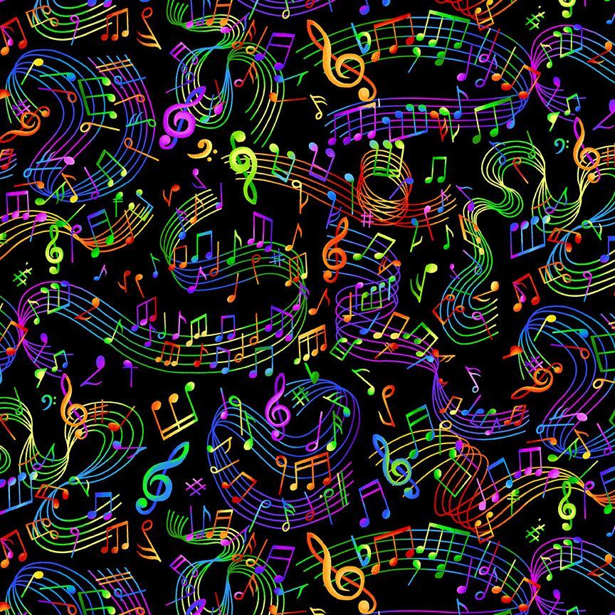 Painted Guitar / Multi Music Notes