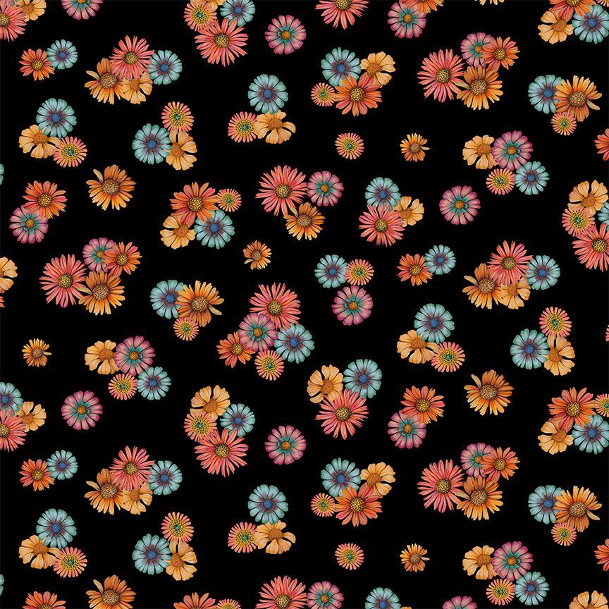 Wild Wings / Owl's Bright Floral in Black