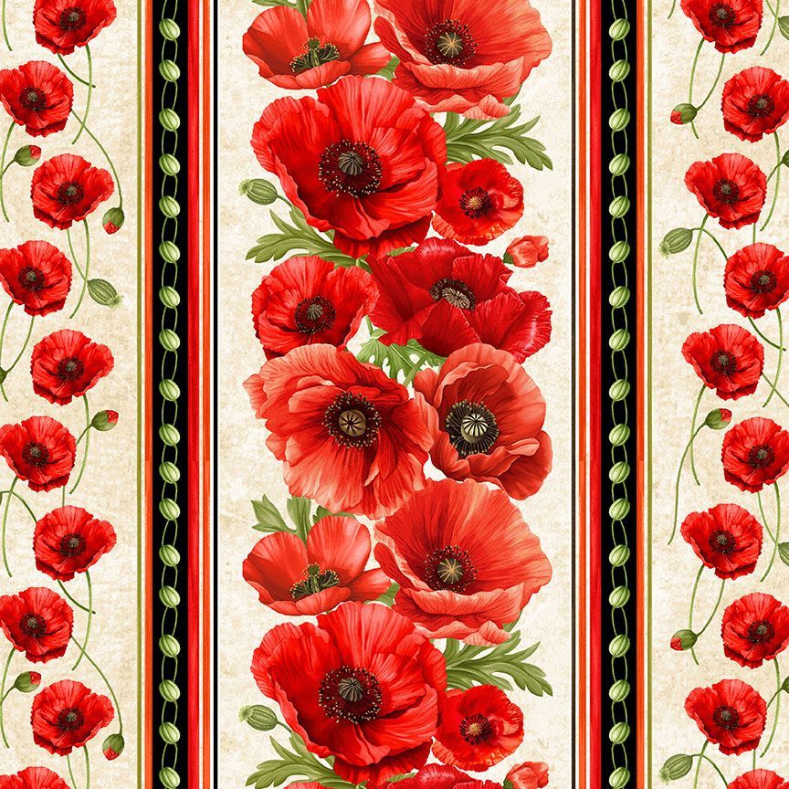 Poppy Passion / Poppy Stripes in Beige