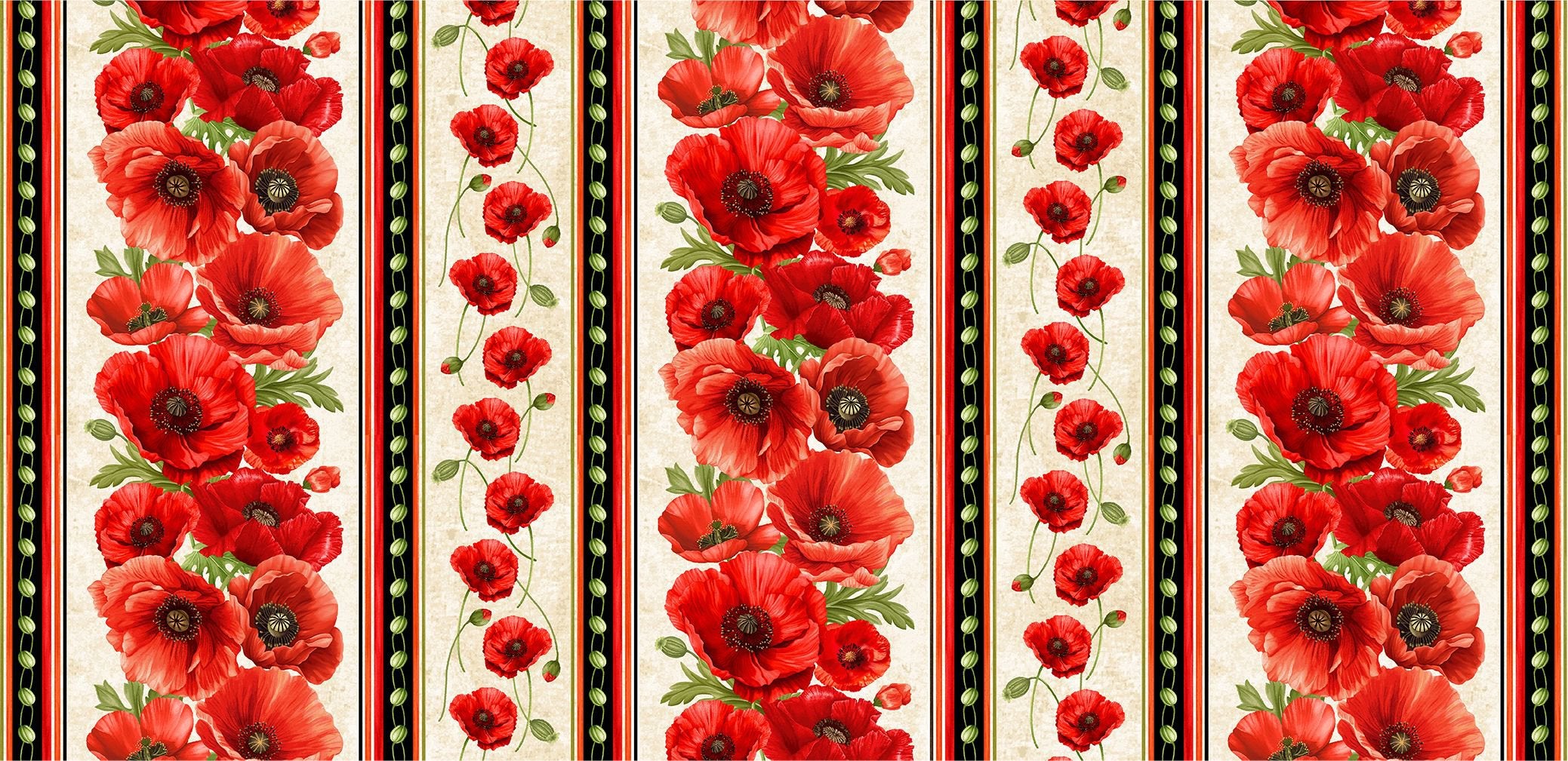 Poppy Passion / Poppy Stripes in Beige