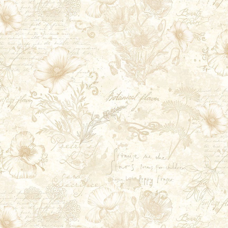 Poppy Passion / Tonal Poppies & Text in Beige