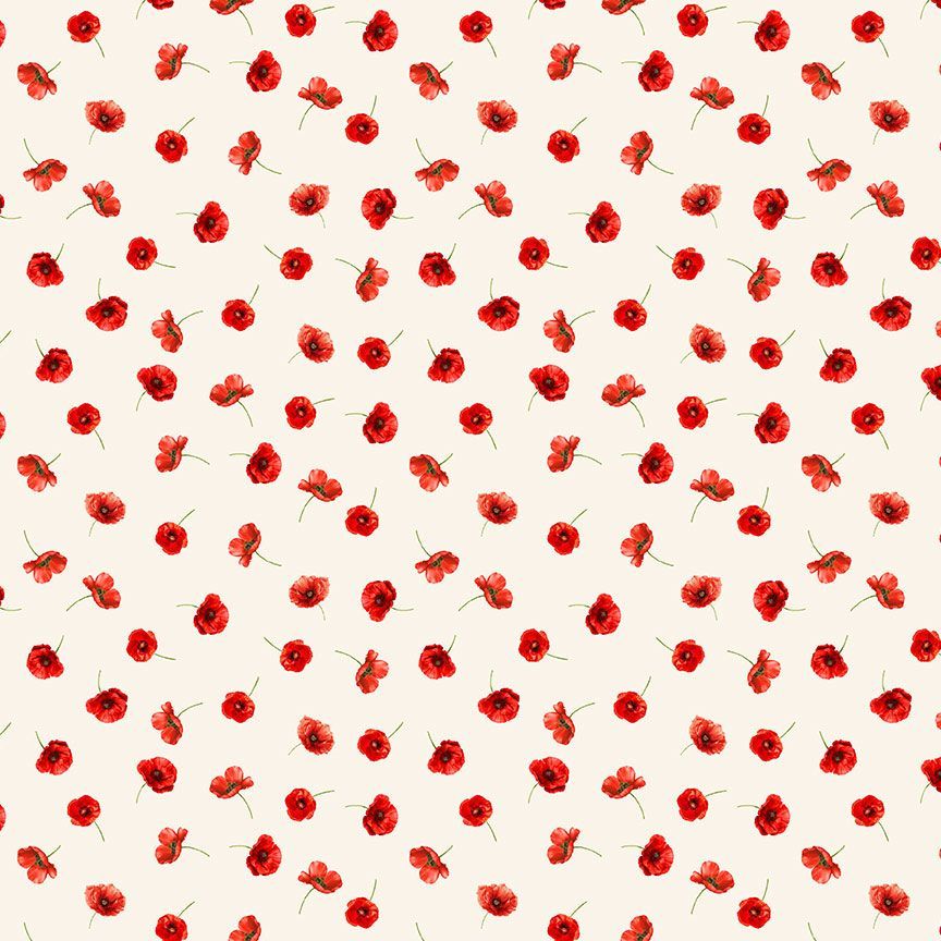 Poppy Passion / Tossed Poppies in Cream