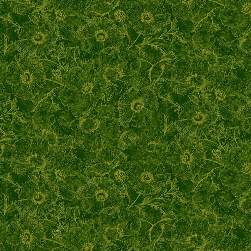 Poppy Passion / Tonal Poppies in Green