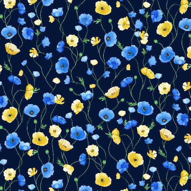 Poppy Serenade / Poppies on Vines in Night