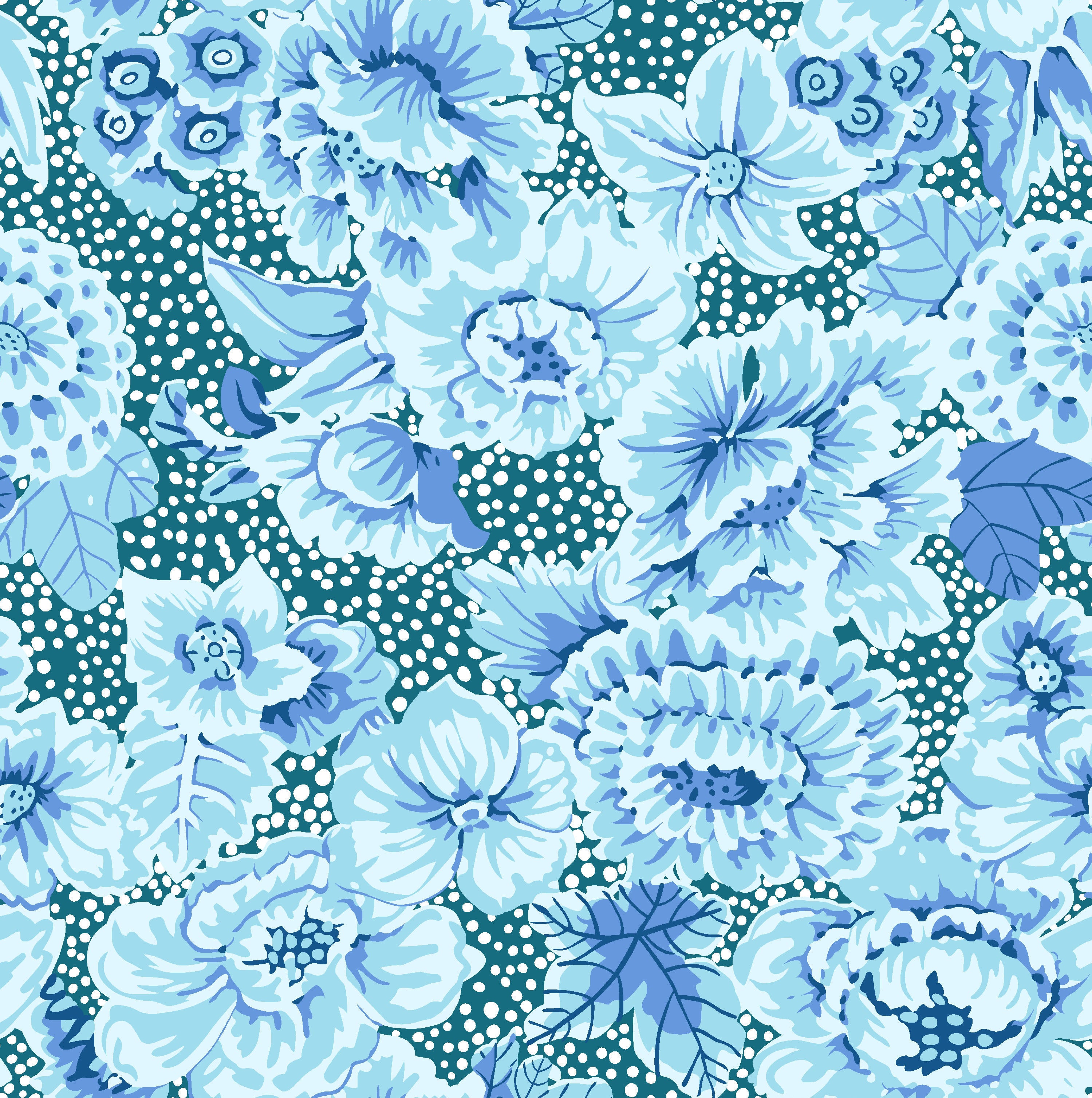 Kaffe: From the Archives / Floral with Dots in Blue