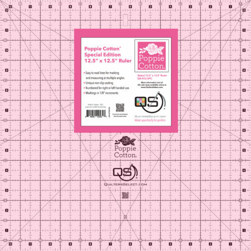 Poppie Cotton SE Non-Slip Ruler / 12.5" x 12.5"