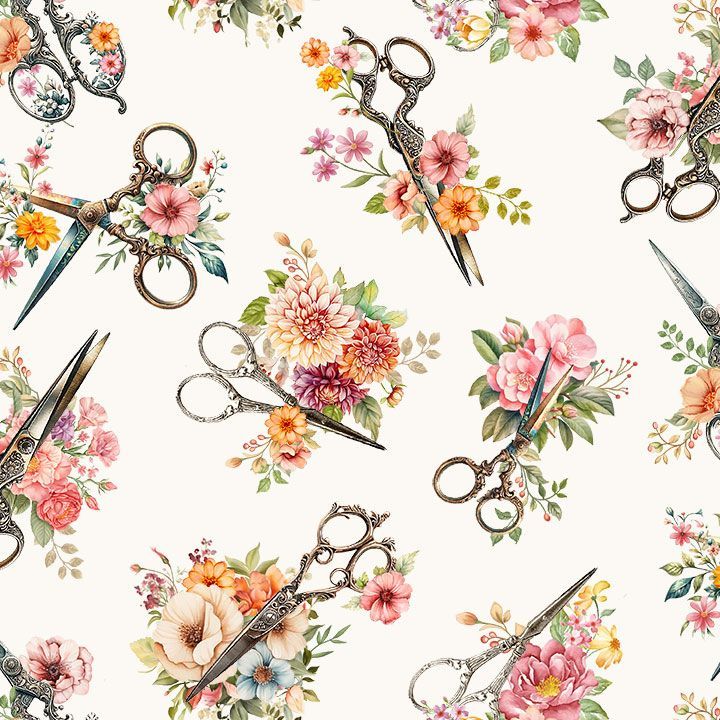 Happy Place / Tossed Floral Scissors