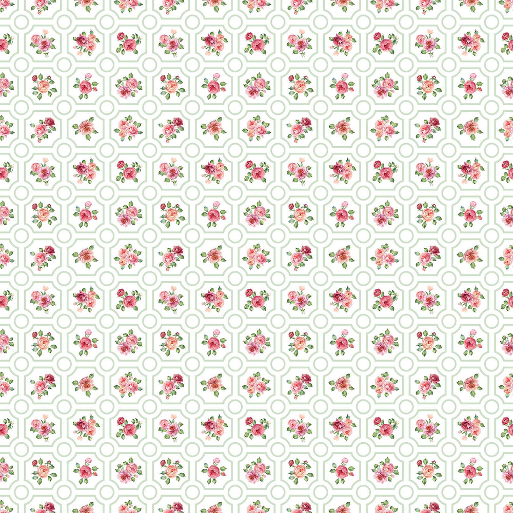Blush / Floral Grid on White
