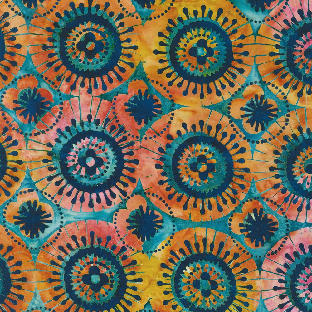 Retro Rainbow Batiks / Funky Circles in Evening