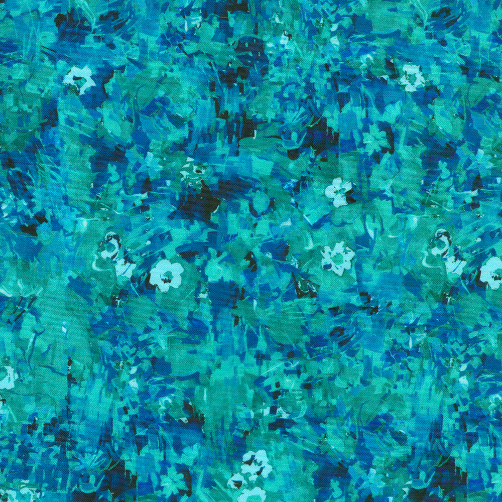 Painterly Petals: Valley / Teal Blue