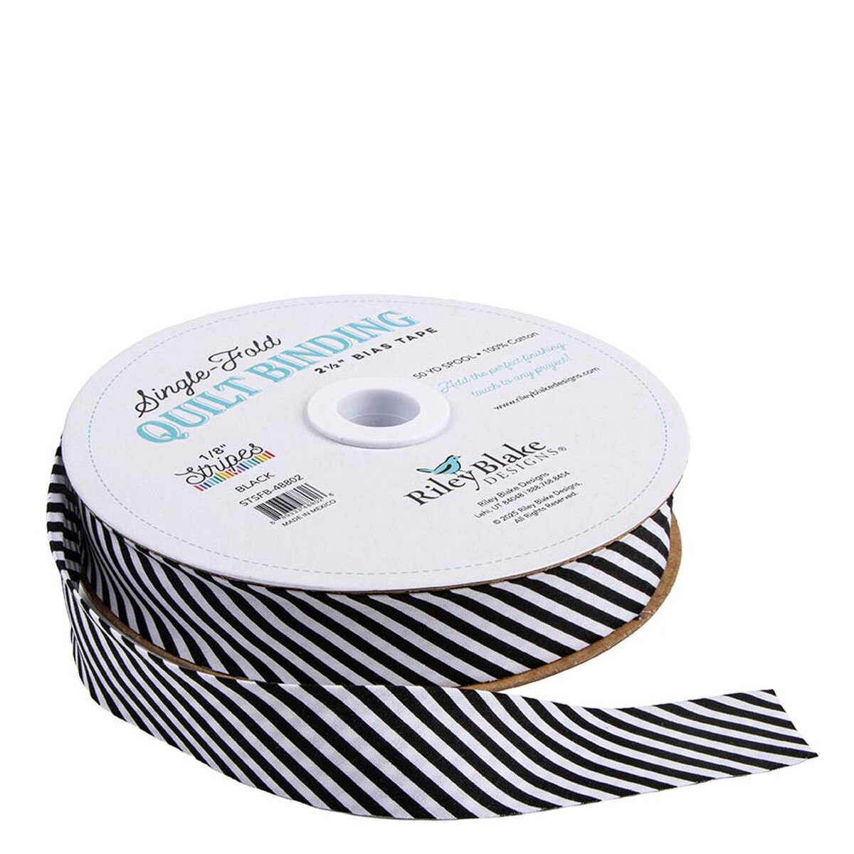 1/8" Stripe Single-Fold Quilt Binding / Black