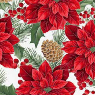 Christmas Wish / Poinsettias & Cones in December Silver