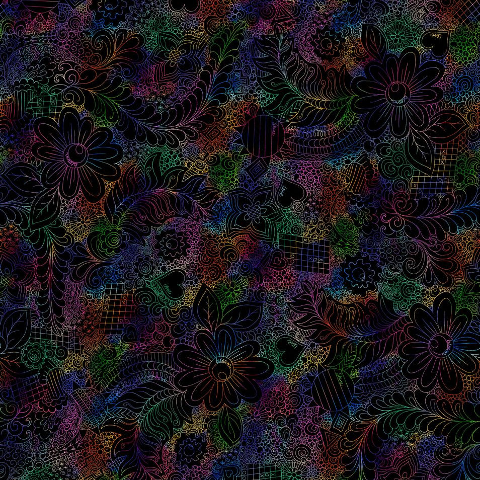 108" Impact Extra Wide / Doodle Floral in Prism