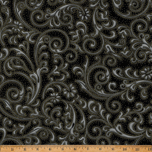Ornament Grove / Scrolls in Black & Gold