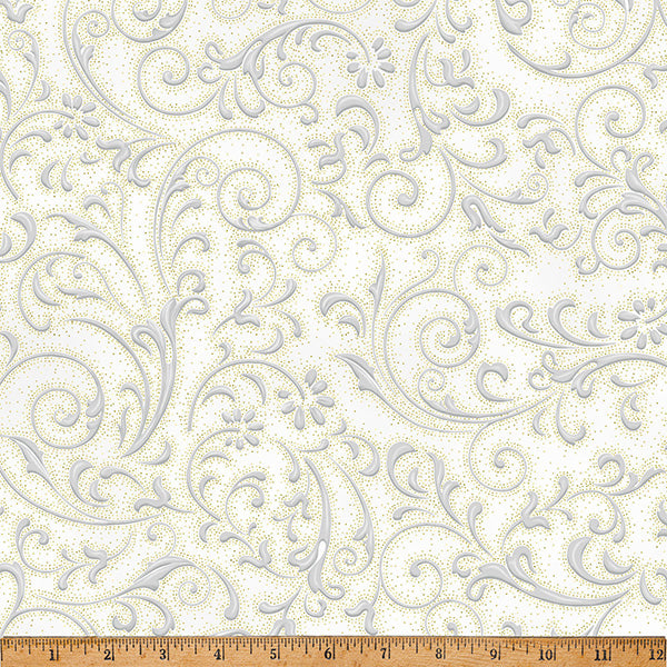 Ornament Grove / Scrolls in Light Gray & Gold