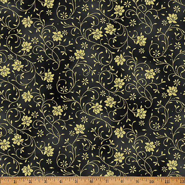 Ornament Grove / Floral Vine in Black & Gold