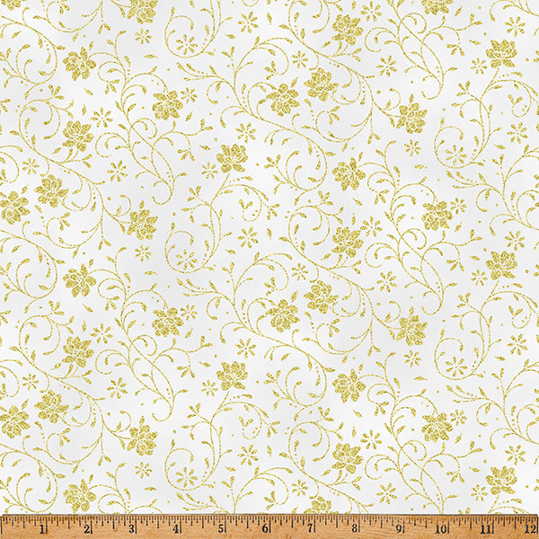 Ornament Grove / Floral Vine in Light Gray & Gold