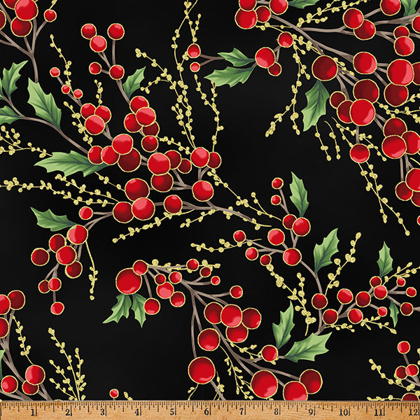Christmas Wish / Berries in Black & Gold