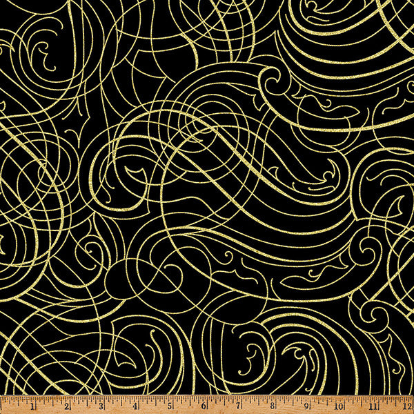 Christmas Wish / Swirls in Black & Gold