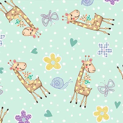 Baby Love / Baby Giraffes on Mint Green