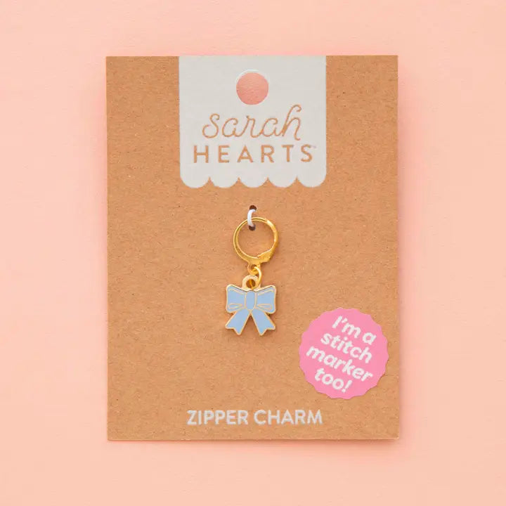 Blue Bow Zipper Charm