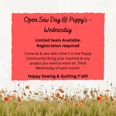 Open Sewing Day Class at Poppy's for free