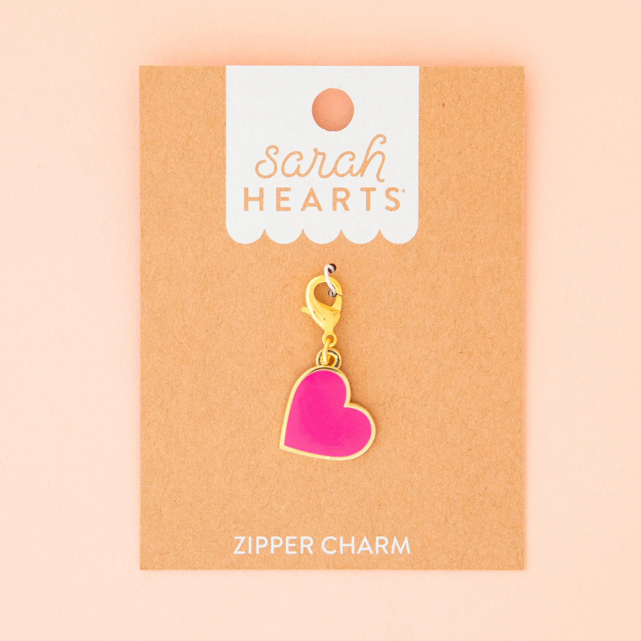 Pink Heart Zipper Charm