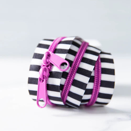 Black & White Striped Zipper