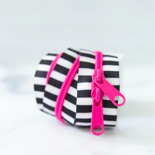 Black & White Striped Zipper