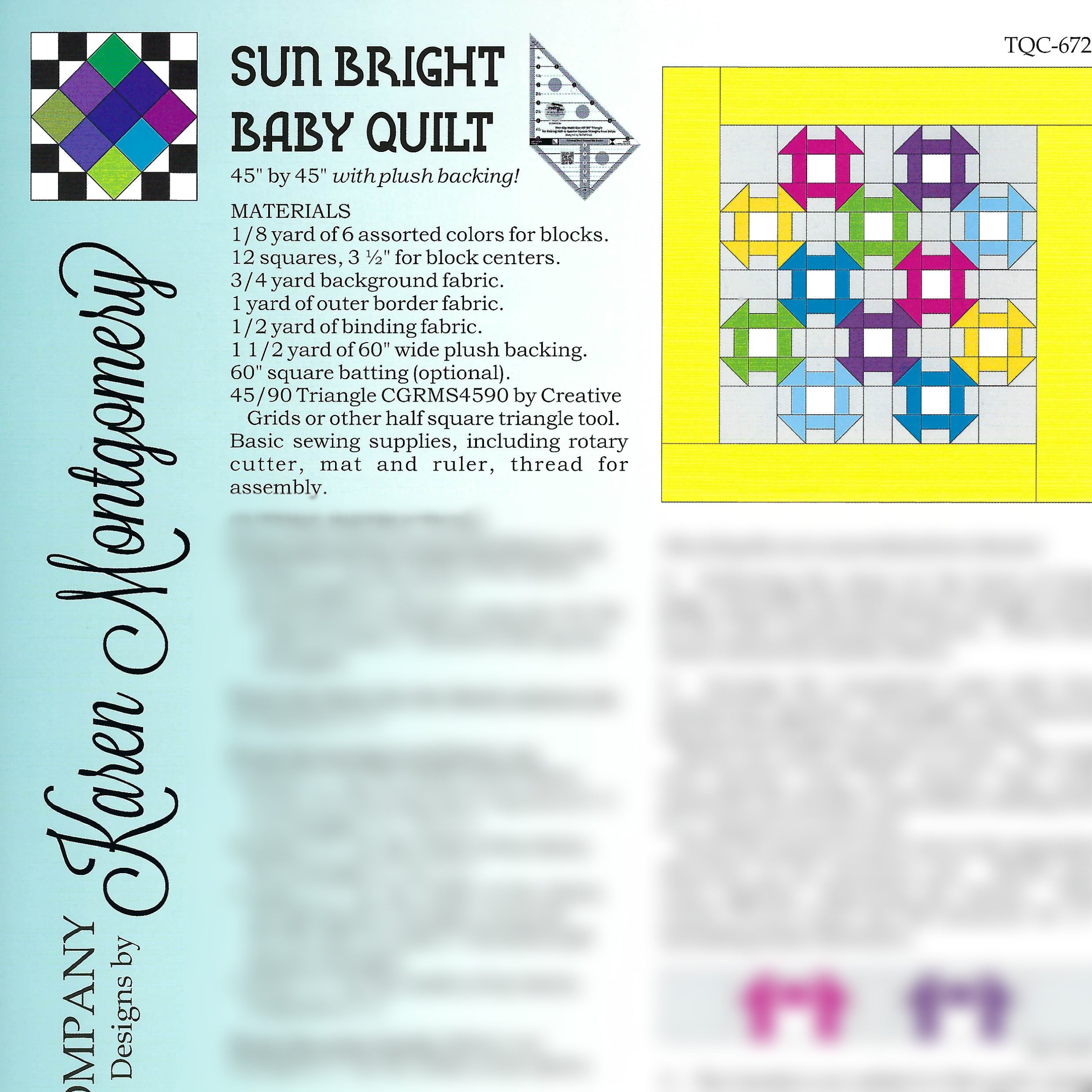 Sun Bright Baby Quilt Project Sheet