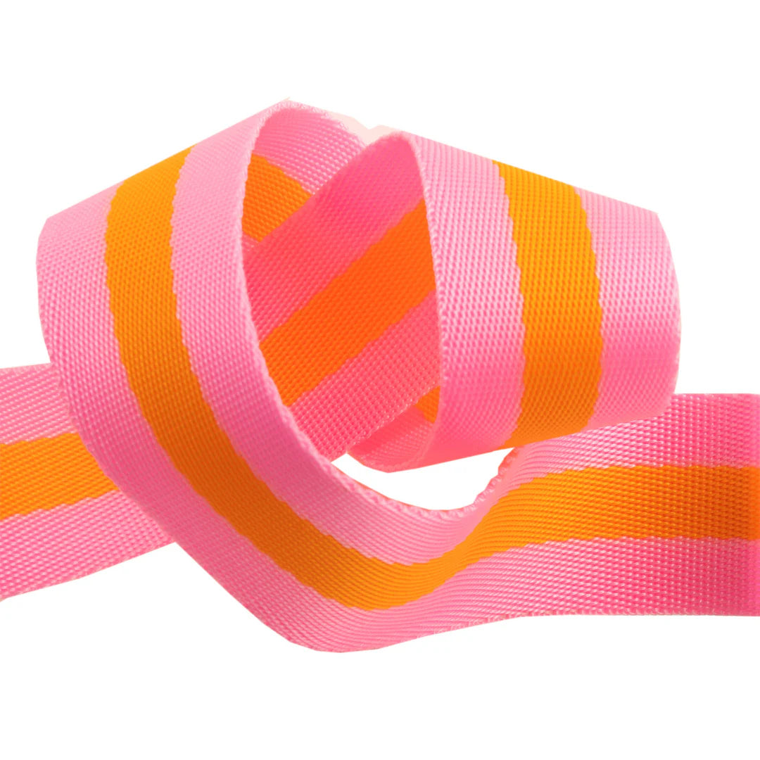 1 1/2" Tula Pink Webbing in Pink & Orange