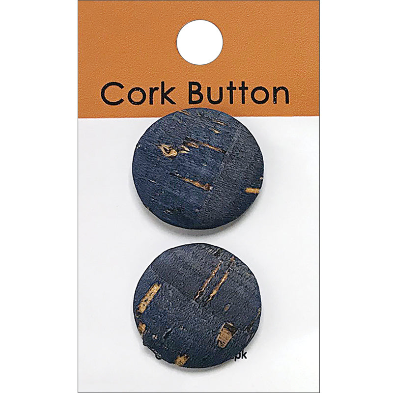 Navy Cork Button